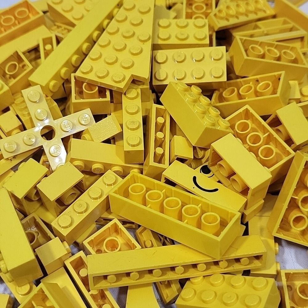 Lego Bricks 150 Pieces All Yellow‎ Assorted Shapes Sizes Bulk Replacement Lot